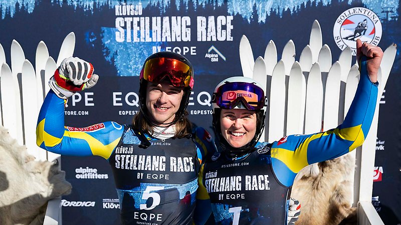 Moa Boström Müssener och Fabian Ax Swartz svenska mästare i slalom 2026.